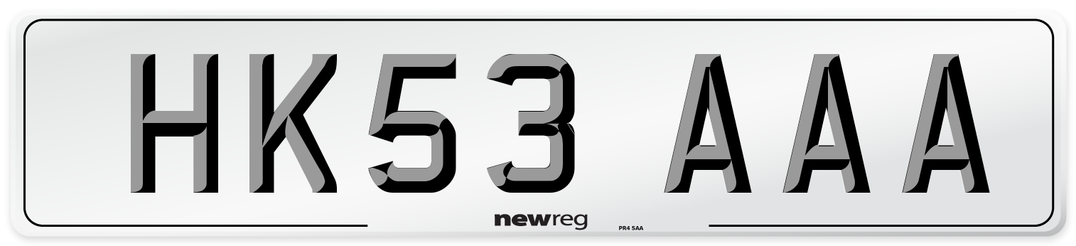 HK53 AAA Number Plate from New Reg